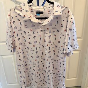 PGA Tour White Polo with Nautical Print